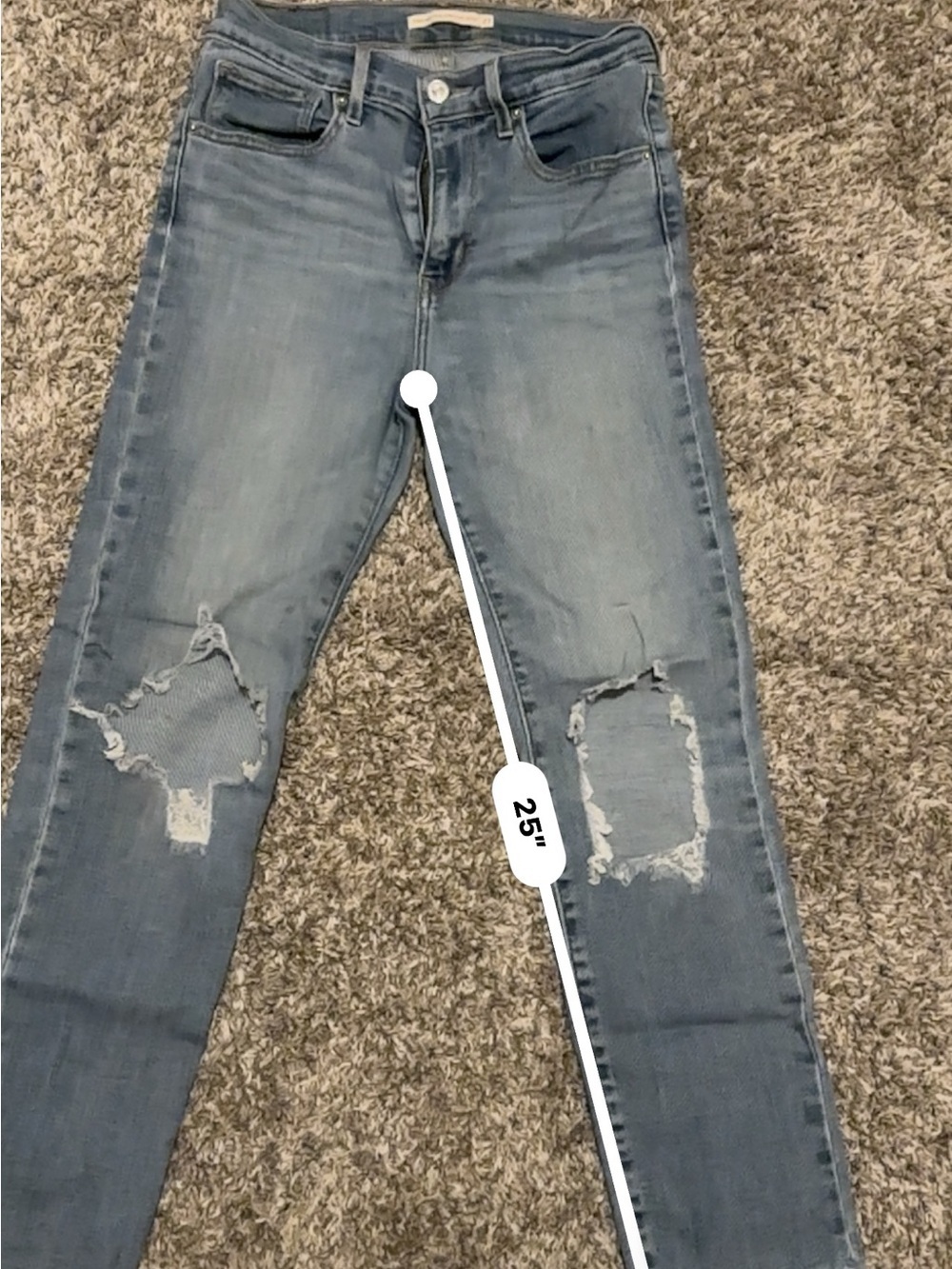 Levi's Women's Light Blue high rise Straight-Leg Distressed Jeans - Picture 10 of 10